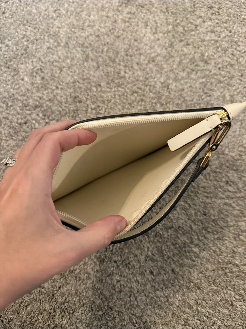 Calvin Klein Ivory Wristlet with Gold Hardware